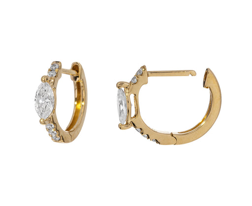 Marquise Diamond Set Huggie Hoops - TWISTonline 
