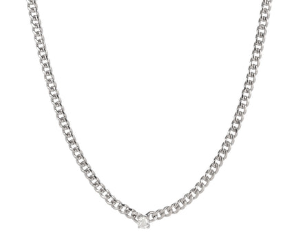 Anita Ko White Gold Round Diamond Cuban Link Chain Necklace 