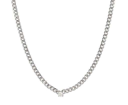 Anita Ko White Gold Round Diamond Cuban Link Chain Necklace 