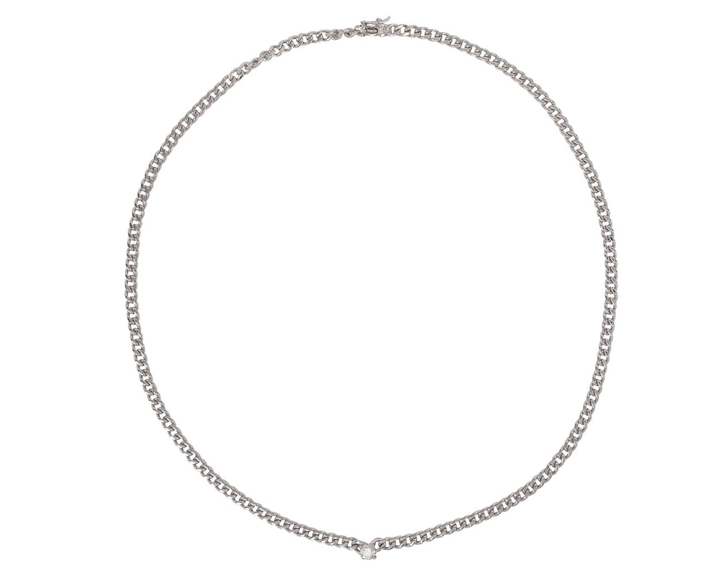 Anita Ko White Gold Round Diamond Cuban Link Chain Necklace Top