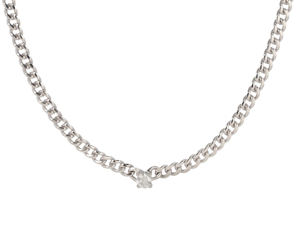 Anita Ko White Gold Round Diamond Cuban Link Chain Necklace Close