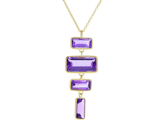 Baguette Amethyst Block Pendant Necklace
