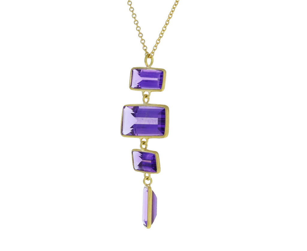Baguette Amethyst Block Pendant Necklace
