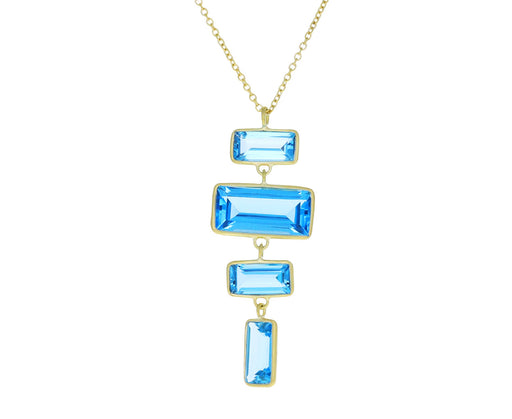 Baguette Blue Topaz Block Pendant