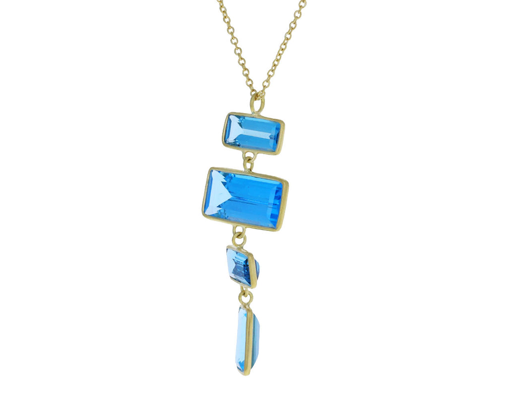 Baguette Blue Topaz Block Pendant