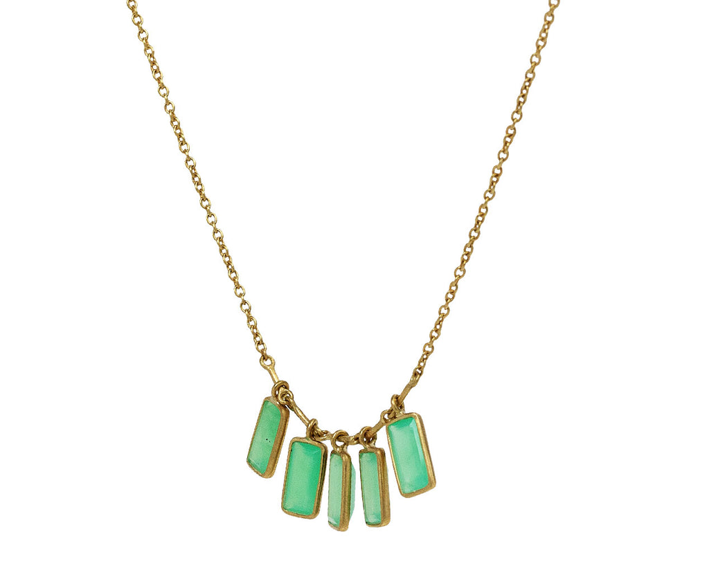 Kothari Elements Baguette Chrysoprase Petite Fringe Necklace Side View