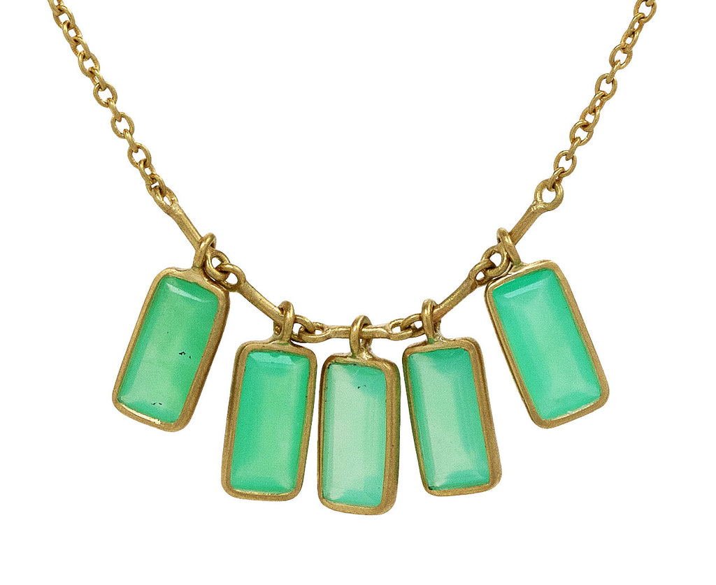 Kothari Elements Baguette Chrysoprase Petite Fringe Necklace Close Up