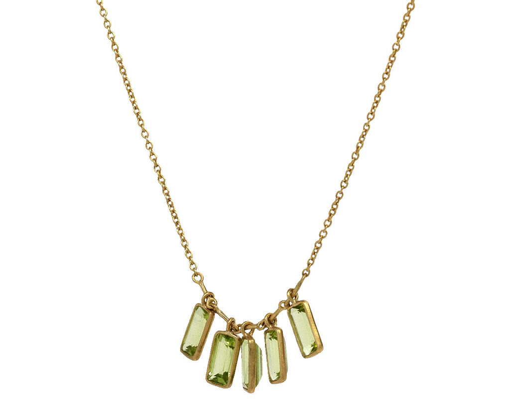 Kothari Elements Baguette Peridot Petite Fringe Necklace Side View