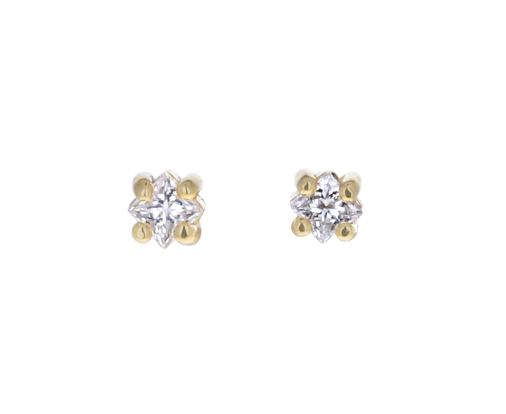 Tiny Princess Cut Diamond Stud Earrings