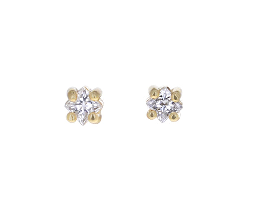 Tiny Princess Cut Diamond Stud Earrings