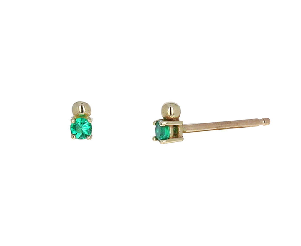 Emerald Gold Ball Stud Earrings