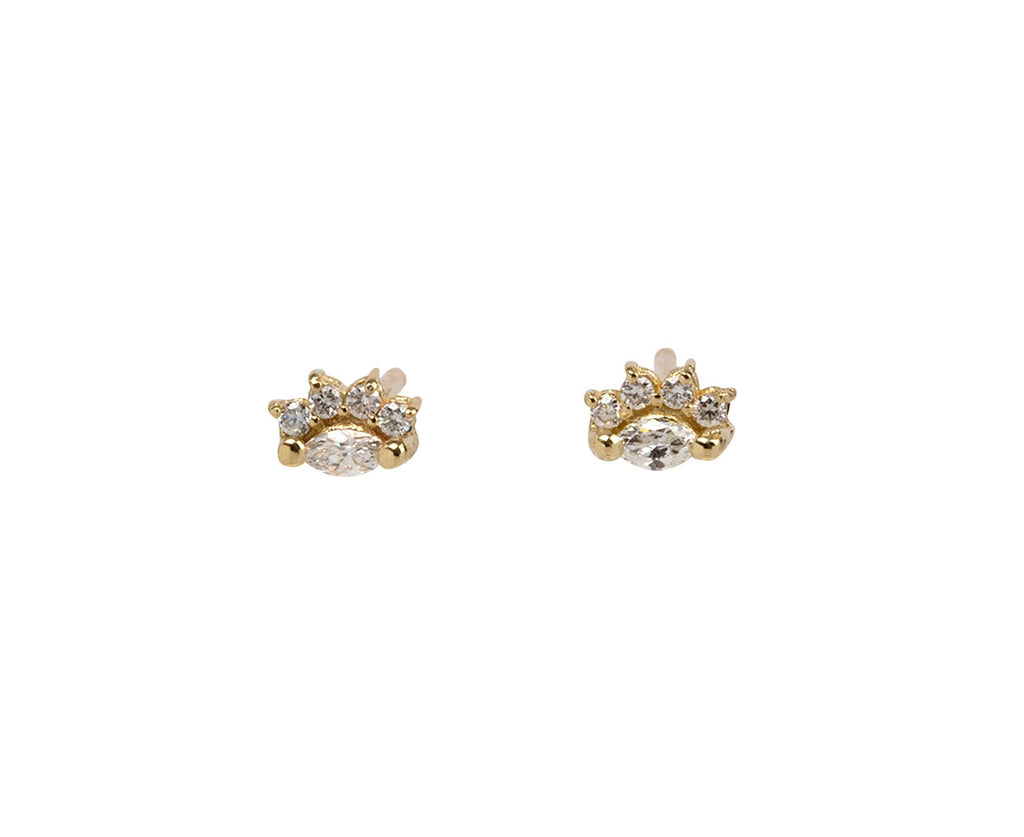 Tiny Diamond Marquise Arch Stud Earrings
