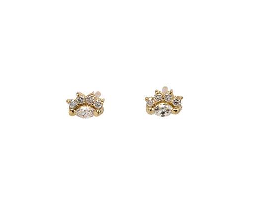 Tiny Diamond Marquise Arch Stud Earrings
