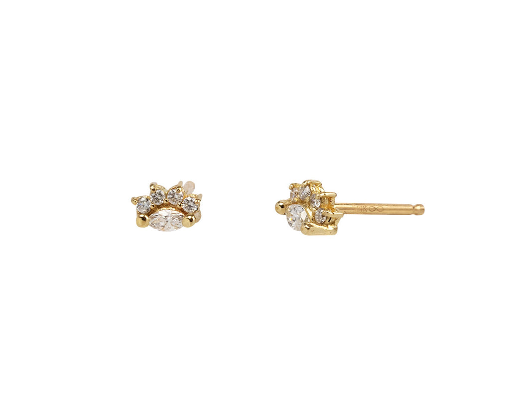 Tiny Diamond Marquise Arch Stud Earrings