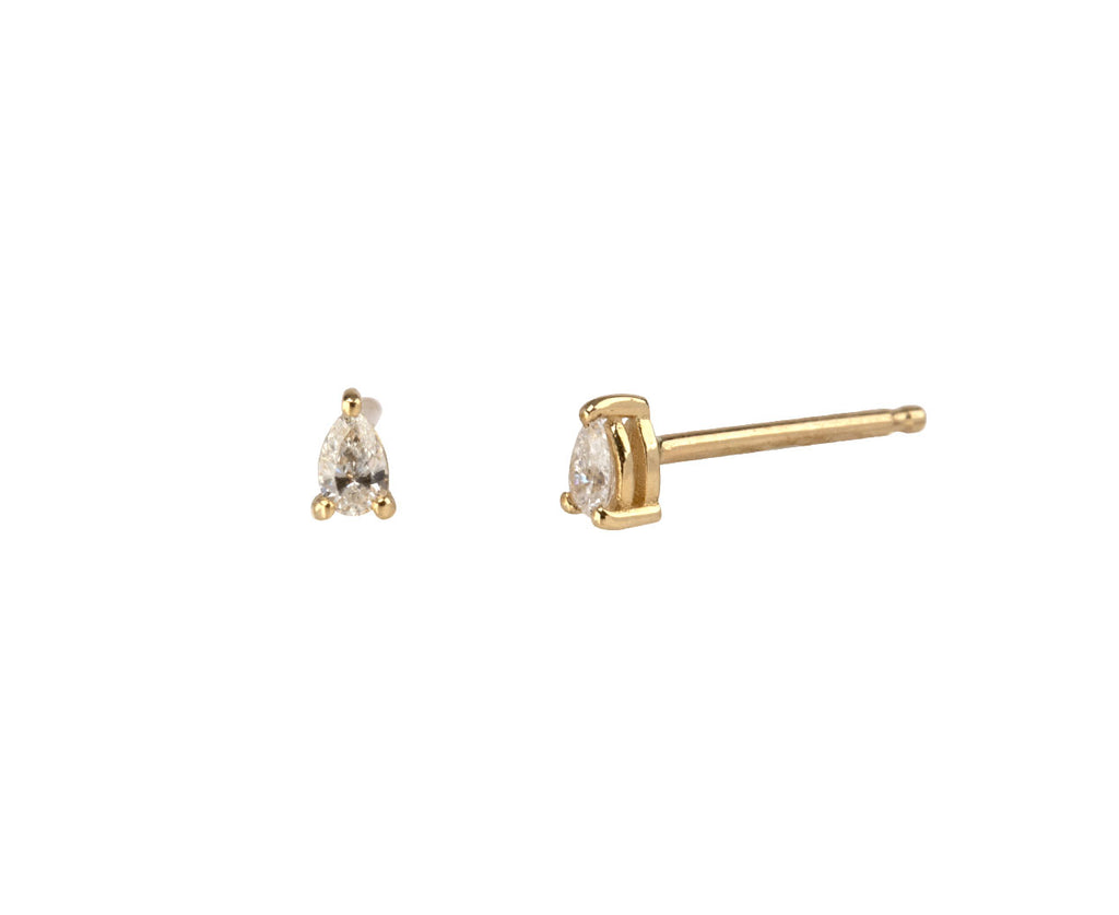 Tiny Pear Cut Diamond Earrings