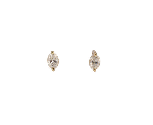 Tiny Oval Diamond Stud Earrings