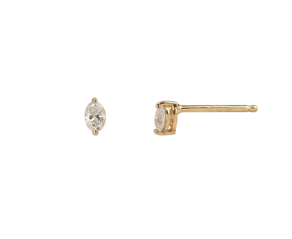Tiny Oval Diamond Stud Earrings