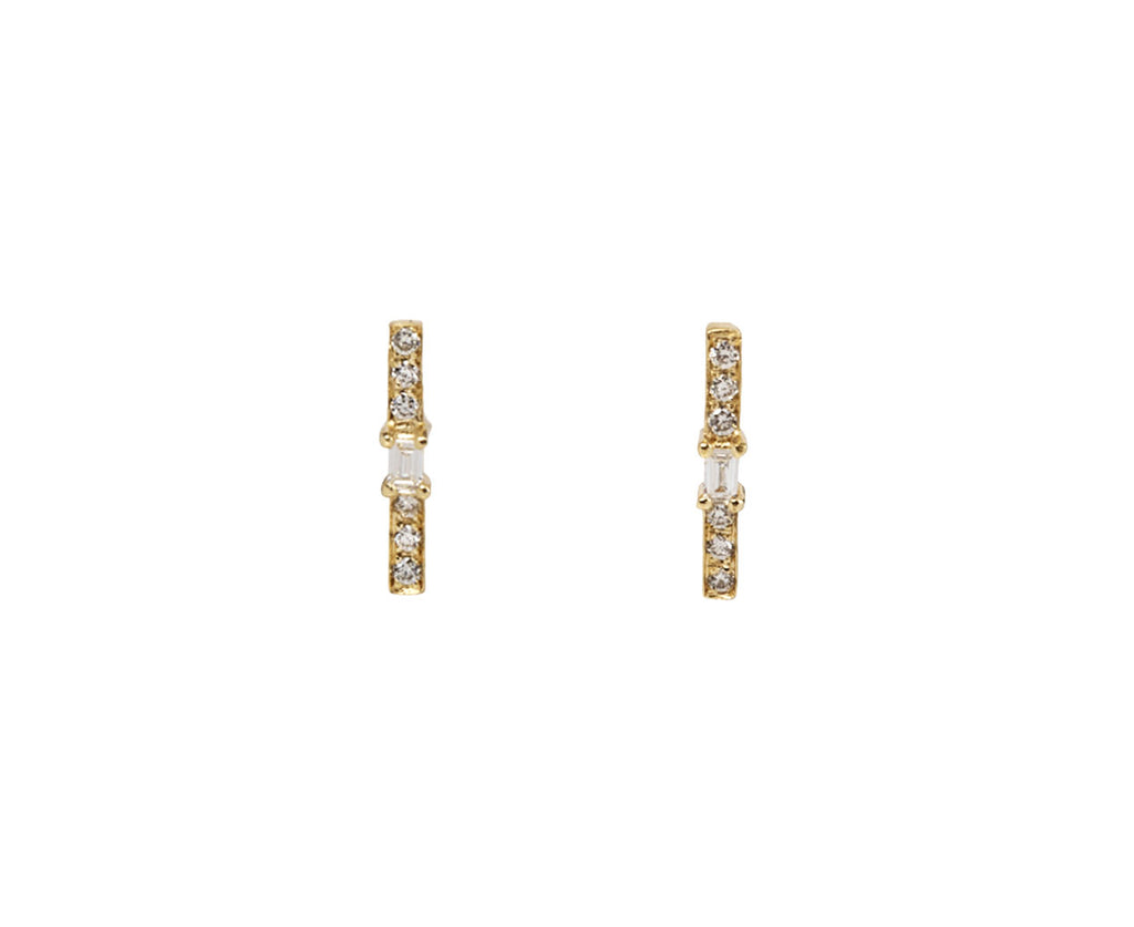 Tiny Baguette Diamond Equilibrium Stud Earrings