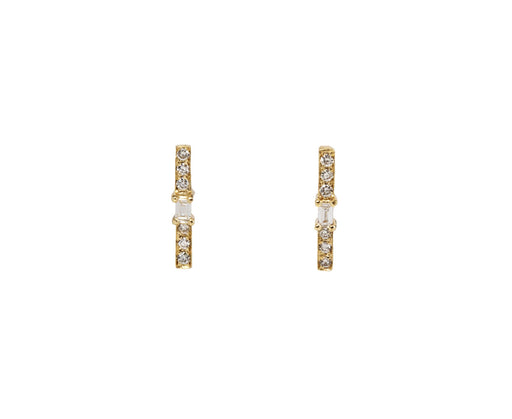 Tiny Baguette Diamond Equilibrium Stud Earrings