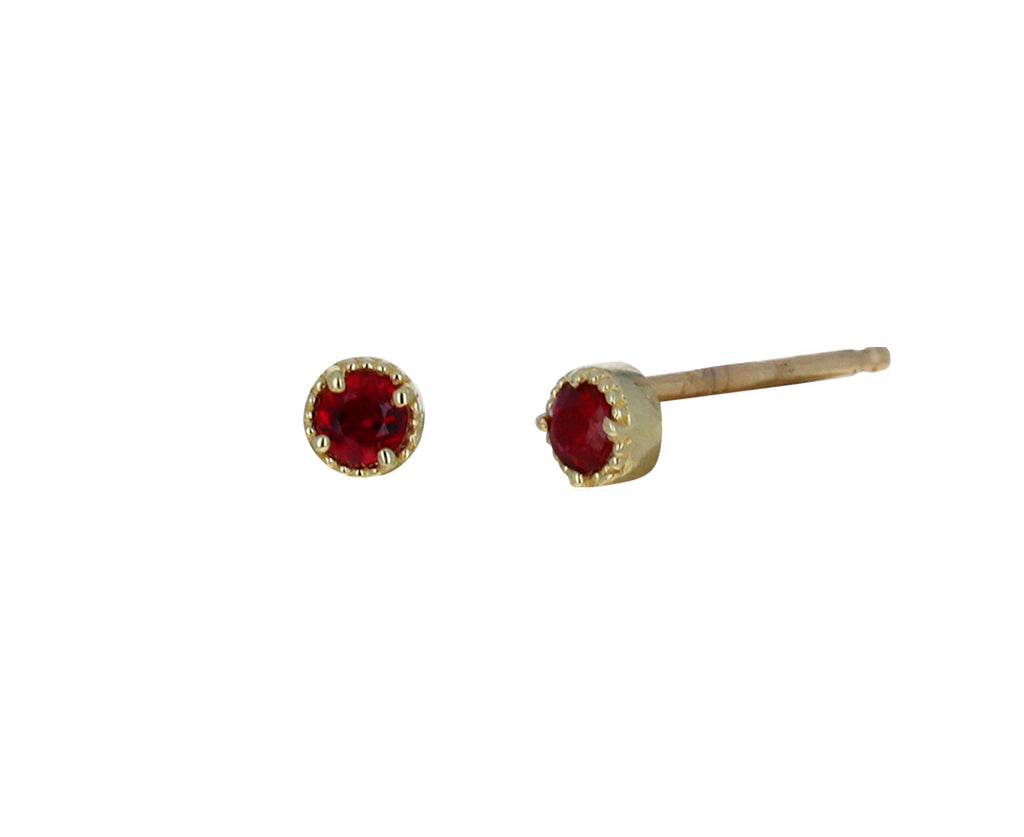 Ruby Milgrain Stud Earrings