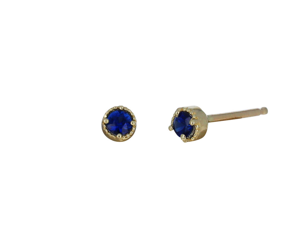 Blue Sapphire Milgrain Stud Earrings