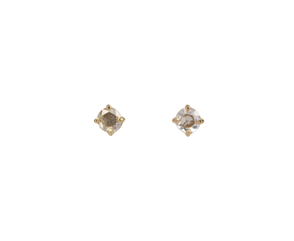 Rose Cut Diamond Dot Stud Earrings