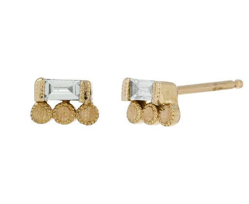 Baguette Diamond Dot Stud - TWISTonline 