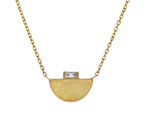 Half Moon Baguette Diamond Signet Necklace - TWISTonline 