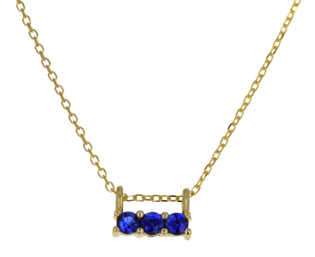 18kt yellow gold triple sapphire pendant necklace