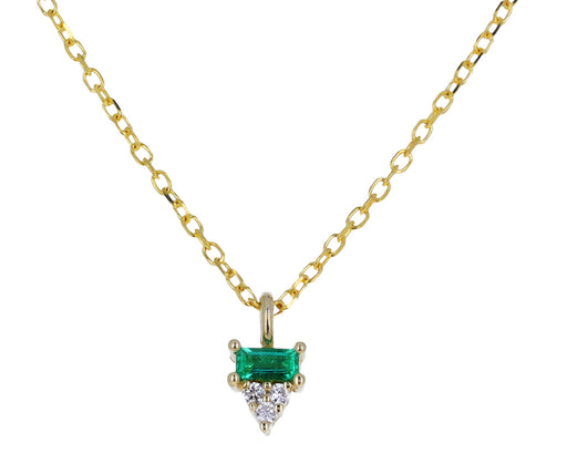 Baguette Emerald and Diamond Pendant Necklace