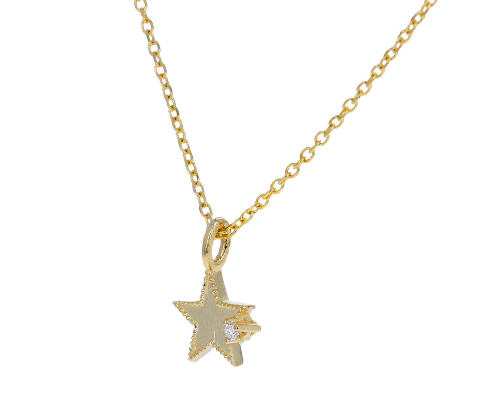 Beaded Diamond Star Pendant Necklace