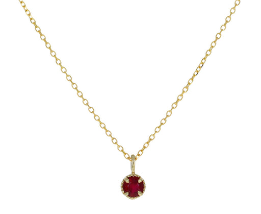 Ruby Milgrain Pendant Necklace
