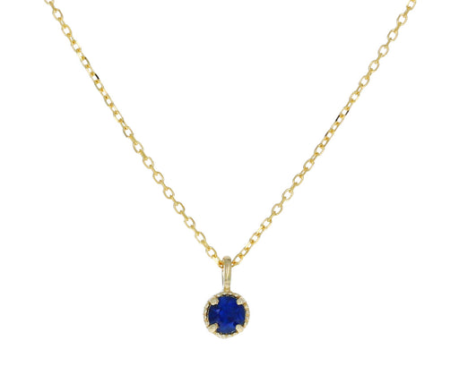 Blue Sapphire Milgrain Pendant Necklace