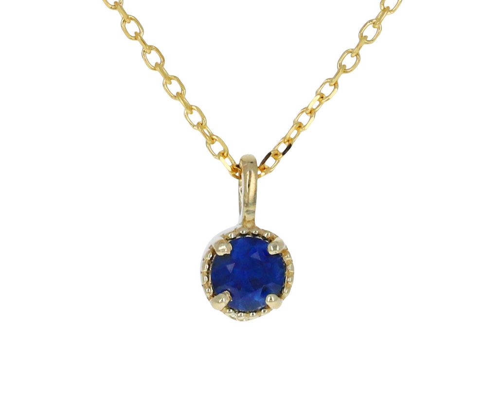 Blue Sapphire Milgrain Pendant Necklace