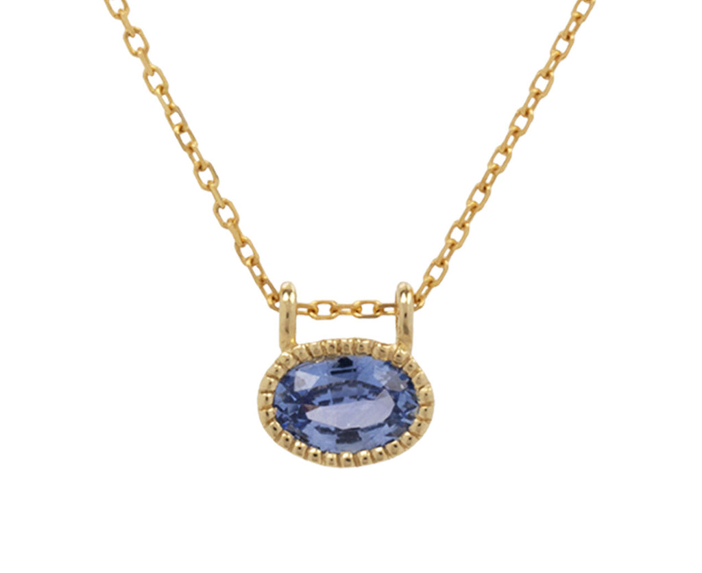 East West Oval Blue Sapphire Necklace