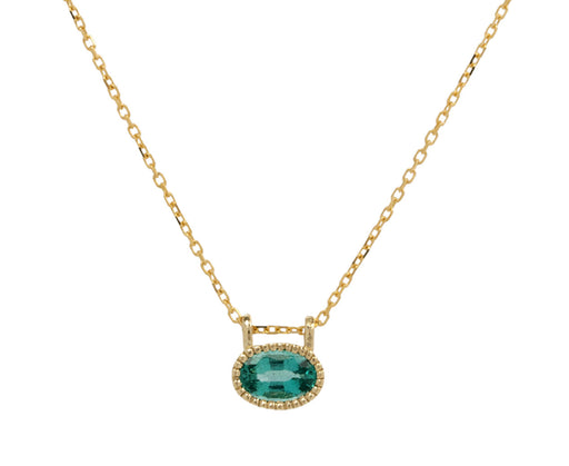 East West Oval Emerald Necklace