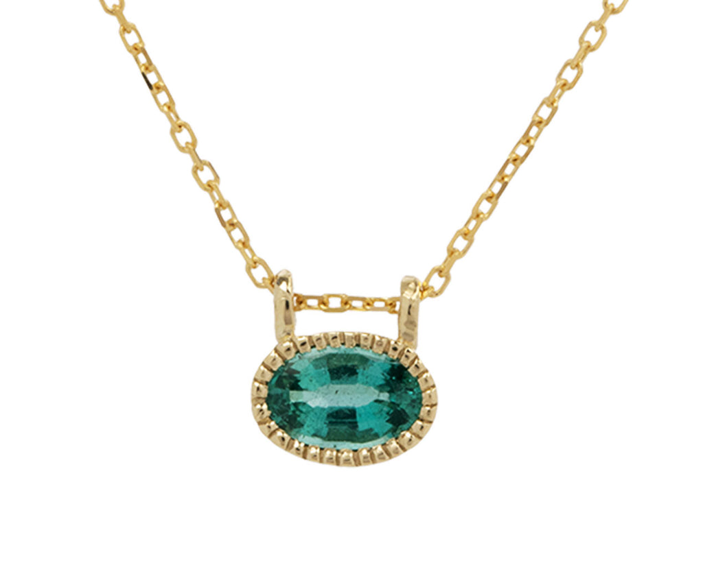 East West Oval Emerald Necklace