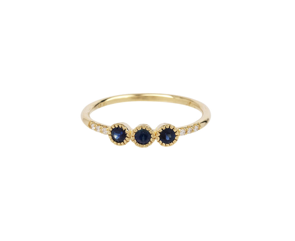 Blue Sapphire and Diamond Equilibrium Ring