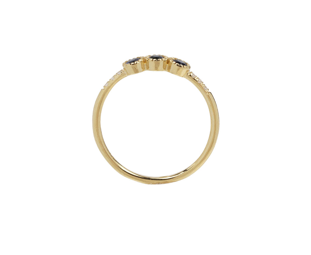 Blue Sapphire and Diamond Equilibrium Ring