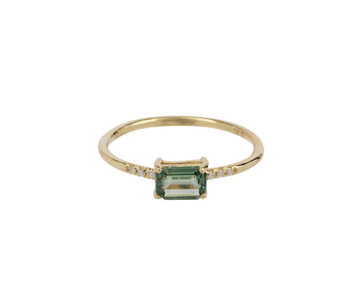 East West Set Green Sapphire Equilibrium Ring