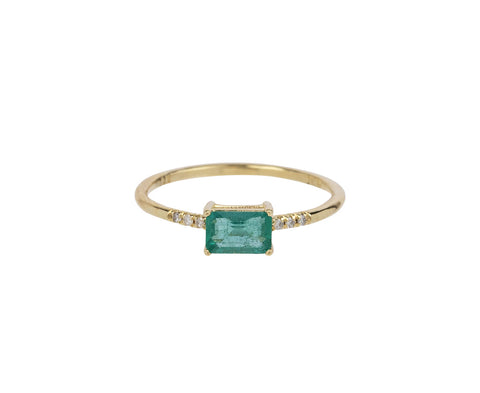 East West Set Emerald Equilibrium Ring