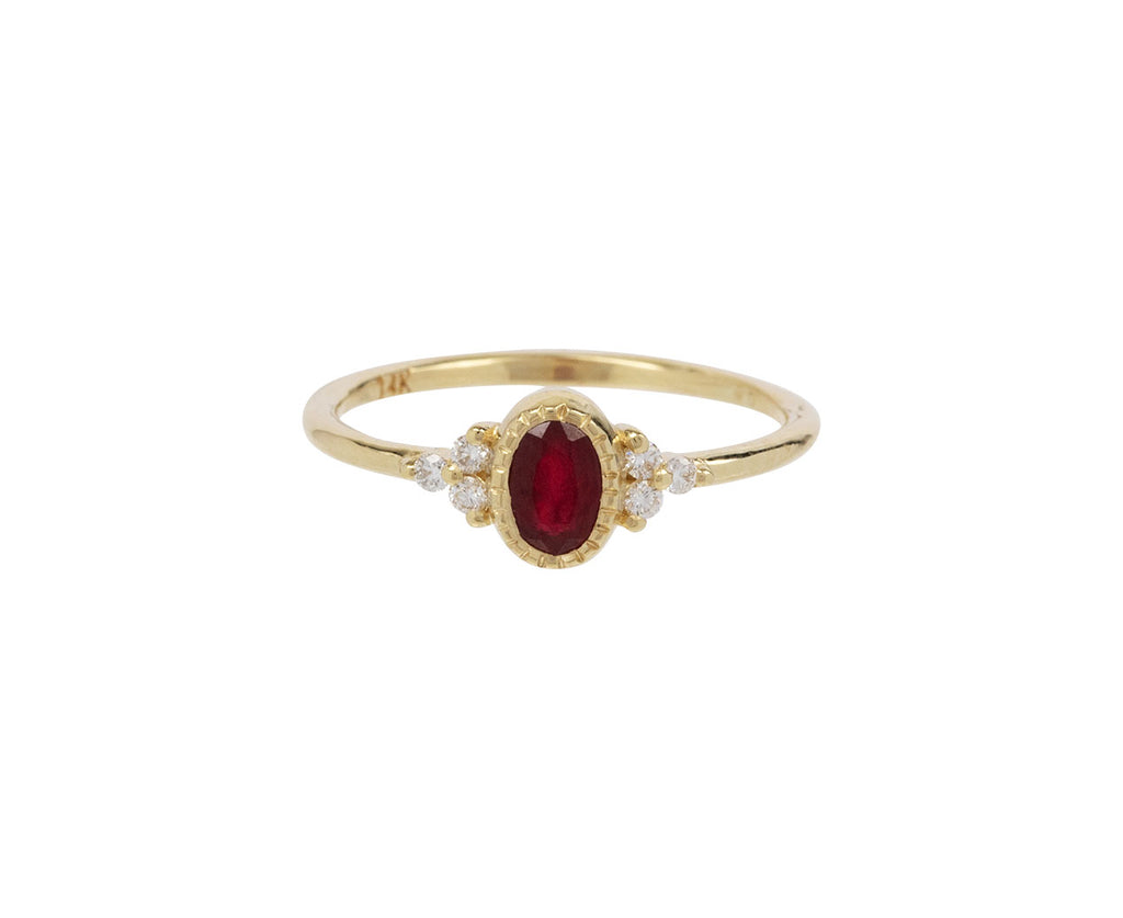Oval Ruby Diamond Cluster Ring