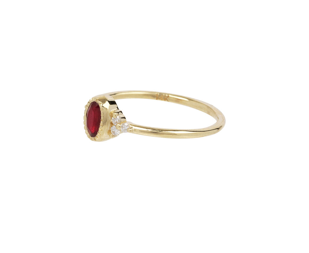 Oval Ruby Diamond Cluster Ring