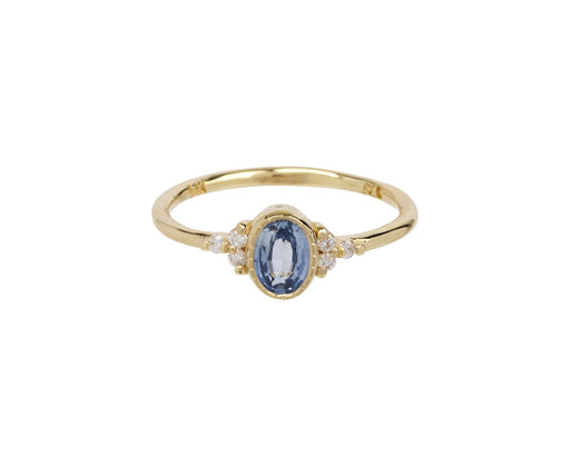 Oval Blue Sapphire Diamond Cluster Diamond Ring