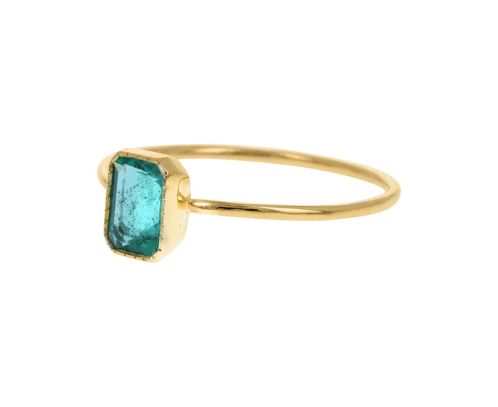 Emerald Cut Emerald Wisp Ring