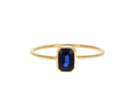 Emerald Cut Blue Sapphire Wisp Ring