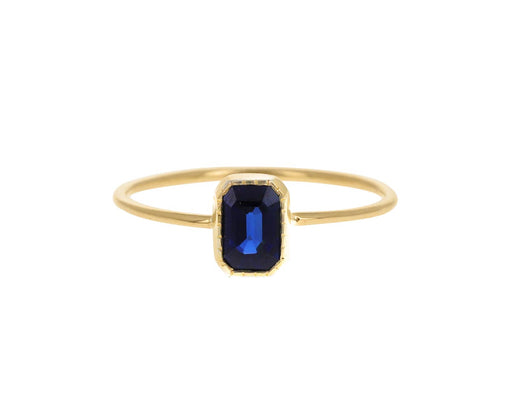 Emerald Cut Blue Sapphire Wisp Ring