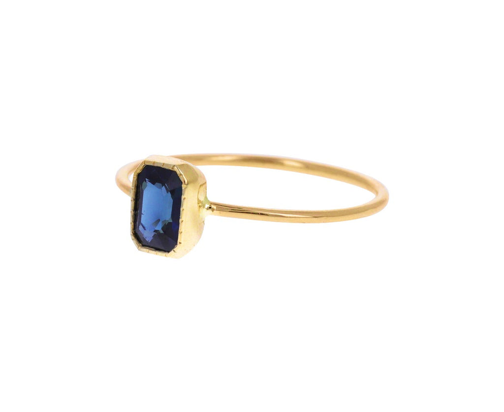 Emerald Cut Blue Sapphire Wisp Ring