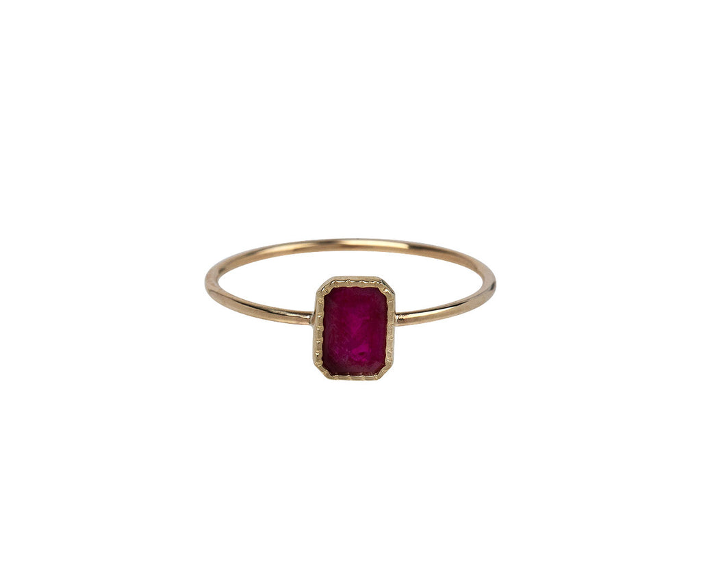 Jennie Kwon Emerald Cut Ruby Wisp Ring