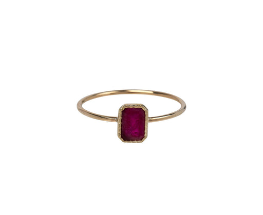 Jennie Kwon Emerald Cut Ruby Wisp Ring
